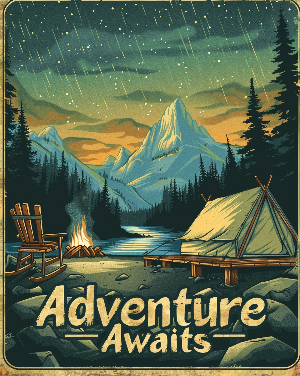 Adventure Awaits Camping Poster