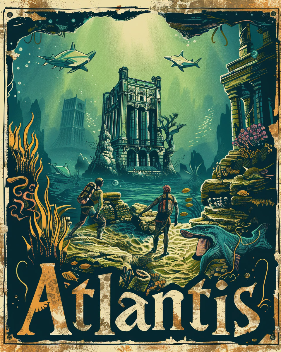 Atlantis Vintage Travel Poster