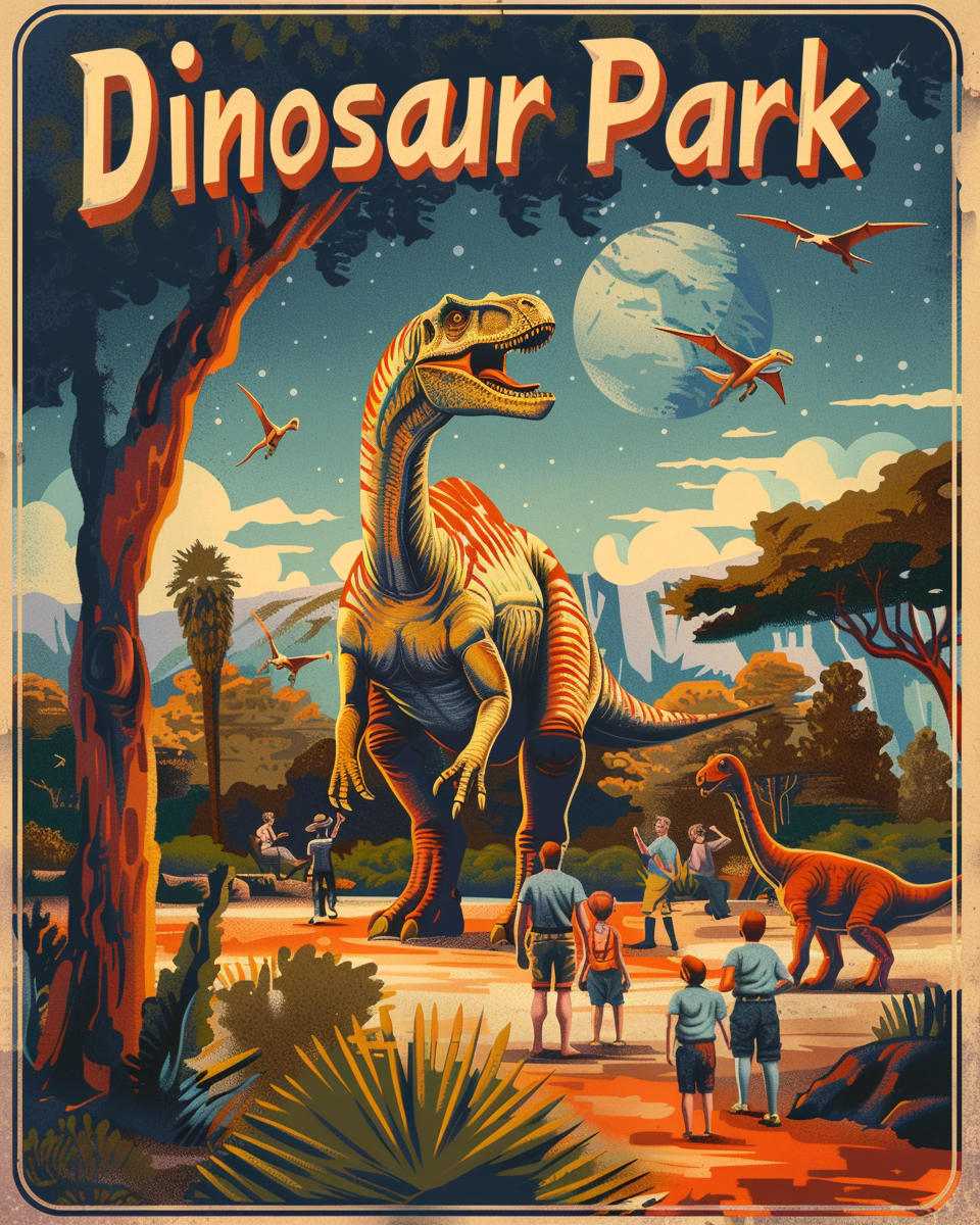 Dinosaur Park Vintage Poster