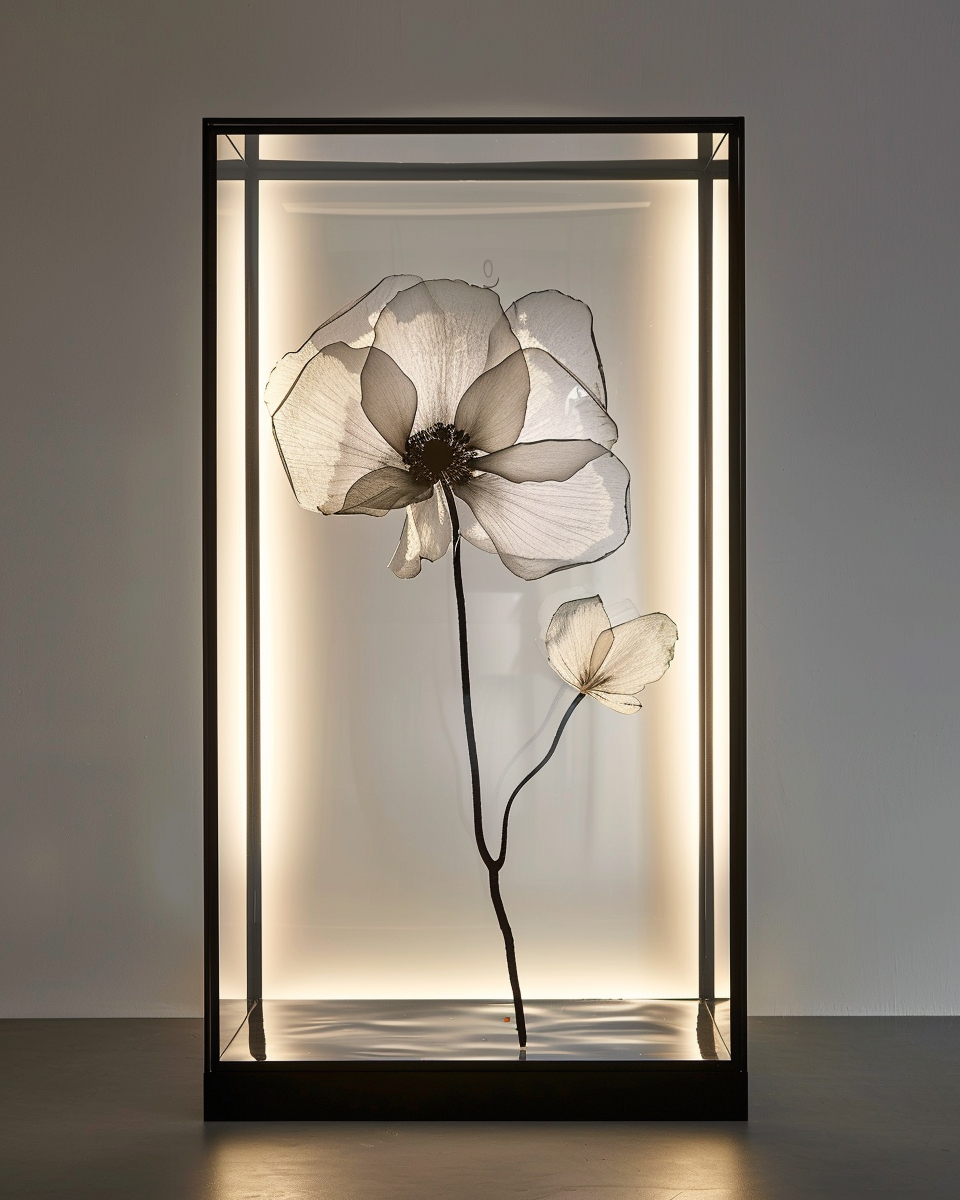Illuminated Flowers in Glass